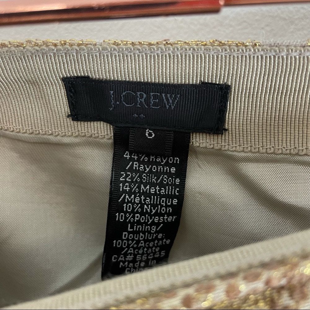 J.Crew Factory Gold Metallic Print Short Skirt - Picture 2 of 7